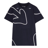 Men's Off-White FW22 Logo Arrow Pattern Printing Short Sleeve Slim Fit Black T-Shirt OMVA030S22FAB0011001