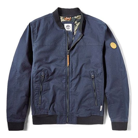 Men's Timberland Logo Pocket Zipper aviator Jacket Blue A29WC433
