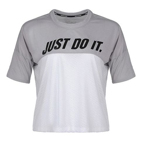 (WMNS) Nike Retro Tailwind Mesh Breathable Sports Short Sleeve Gray AJ8663-059