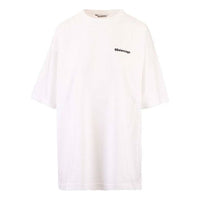 Men's Balenciaga SS21 Cotton Logo Round Neck Short Sleeve White 641655TJV879040