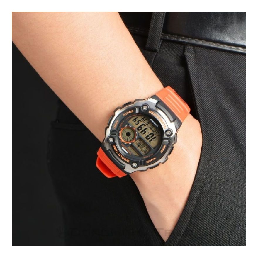 CASIO Waterproof Quartz Sports Shockproof Mens Orange Digital AE-2100W-4A