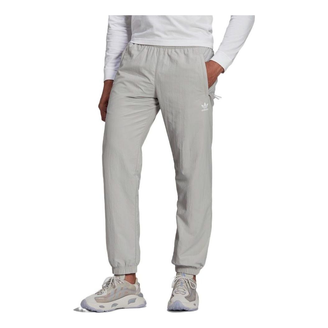 Men's adidas SS22 Solid Color Logo Printing Bundle Feet Sports Pants/Trousers/Joggers Light Grey HC7113