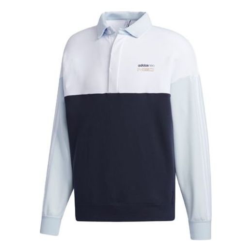 Men's adidas neo Colorblock Casual Polo Sports Ink Blue GQ2168