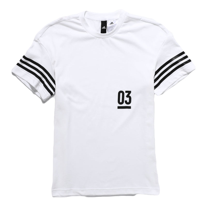 adidas Cuff Stripe Sport Short Sleeve Male White CZ8954