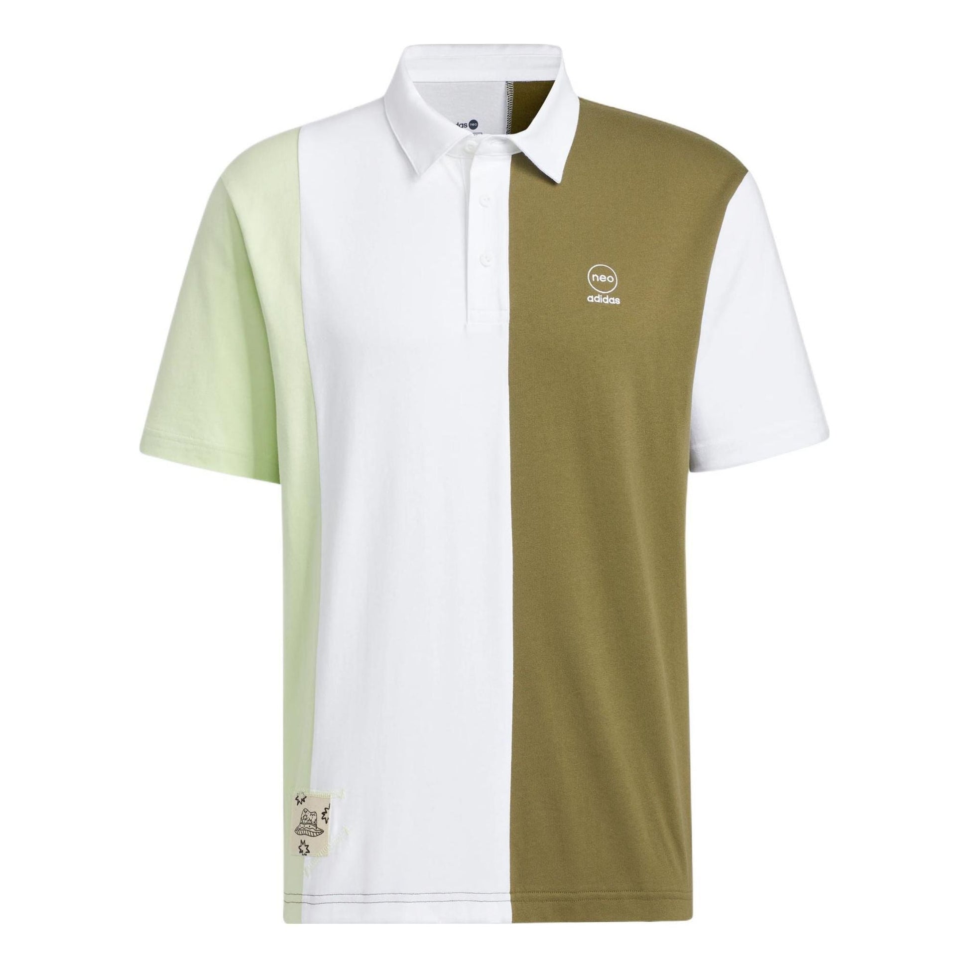adidas neo Colorblock Casual Short Sleeve Polo Shirt Green White HS6810