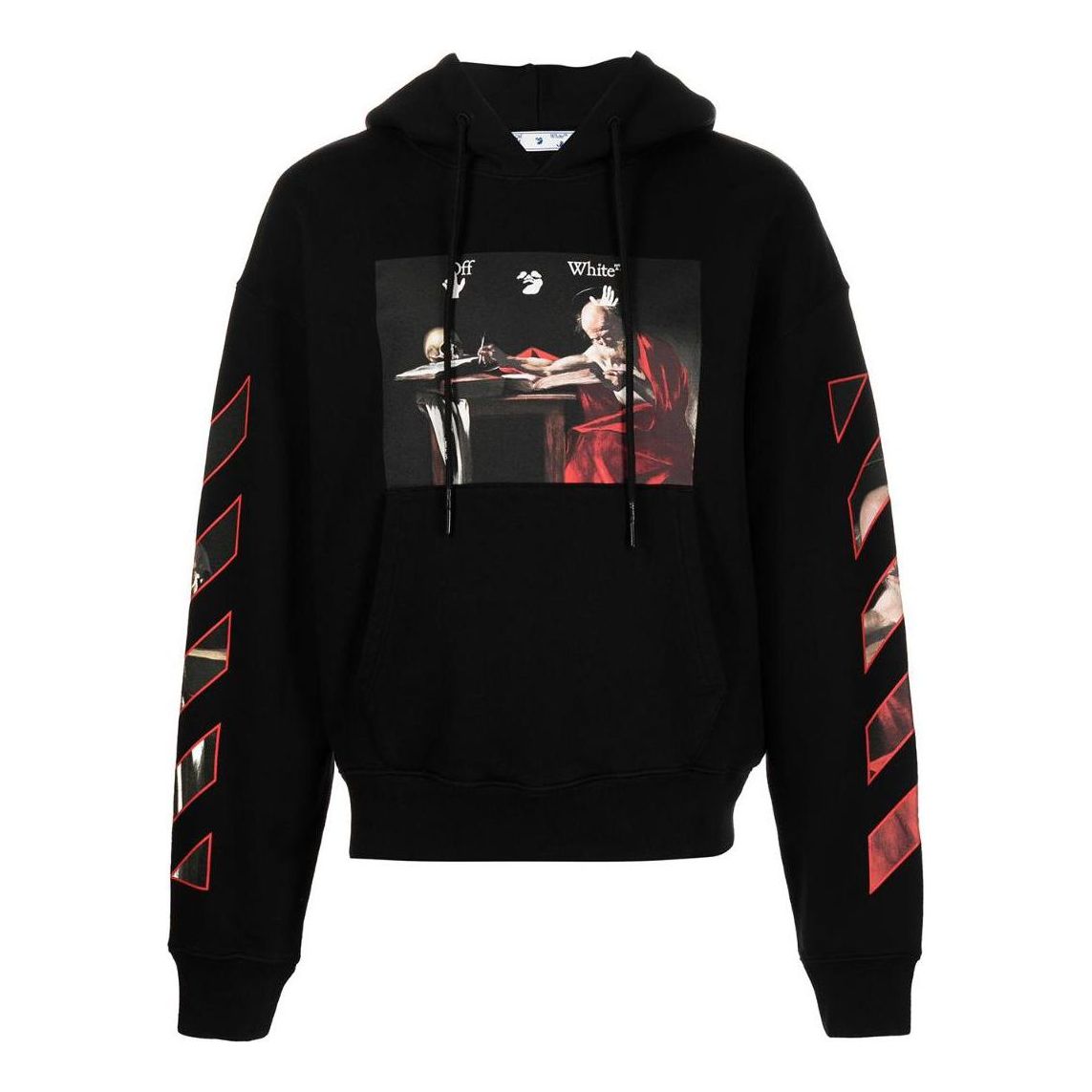 Men's Off-White SS22 Pattern Printing Hooded Long Sleeves Loose Fit Black OMBB037R21FLE00210251025