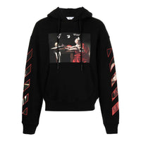 Men's Off-White SS22 Pattern Printing Hooded Long Sleeves Loose Fit Black OMBB037R21FLE00210251025