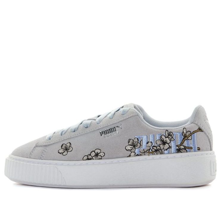 (WMNS) PUMA Platform Floral Sneakers Gray/Purple 370806-02