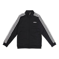 adidas Knit Stand Collar Loose Windproof Sports Logo Jacket Black DQ3070
