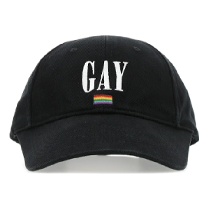 (WMNS) Balenciaga Embroidered Pride Logo Cotton-Twill Baseball Cap 'Black' 670811410B21000