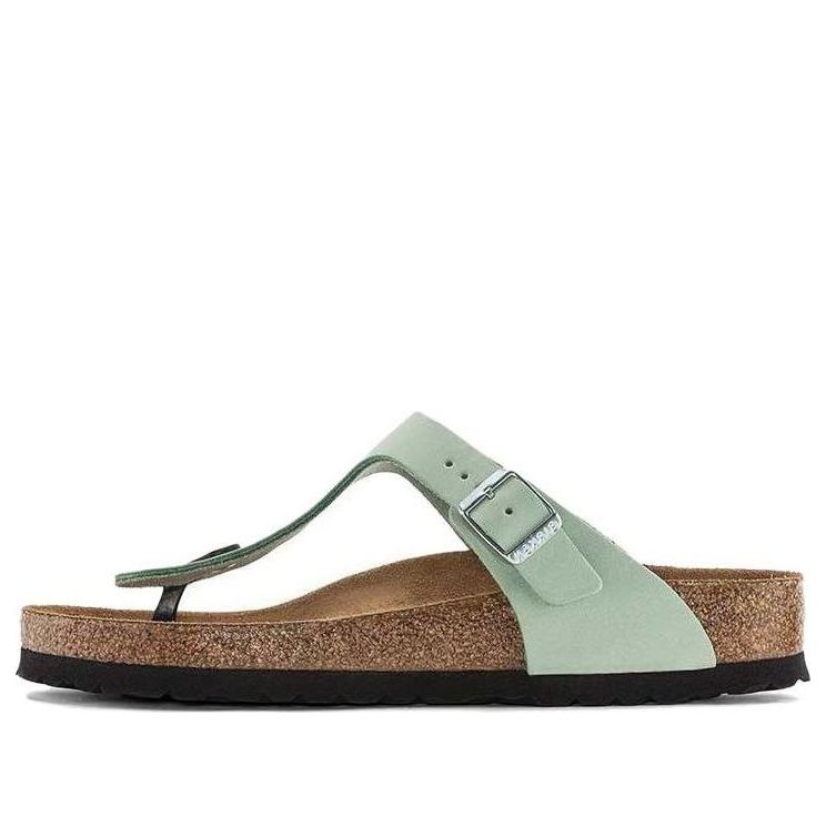 Birkenstock Gizeh Soft Footbed Nubuk Leather Narrow Fit Sandals 'Matcha' 1024062
