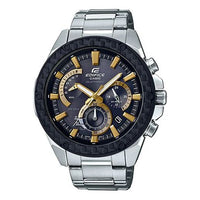 CASIO EDIFICE Solar Powered Black DialSilver Strap Mens BlackSilver Analog EQS-910D-1B