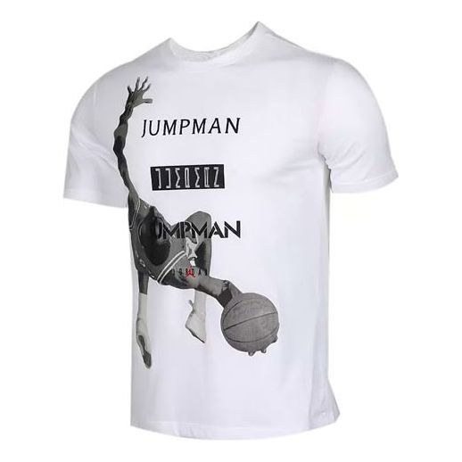 Air Jordan Basketball Printing Athleisure Casual Sports Short Sleeve White AT8926-100
