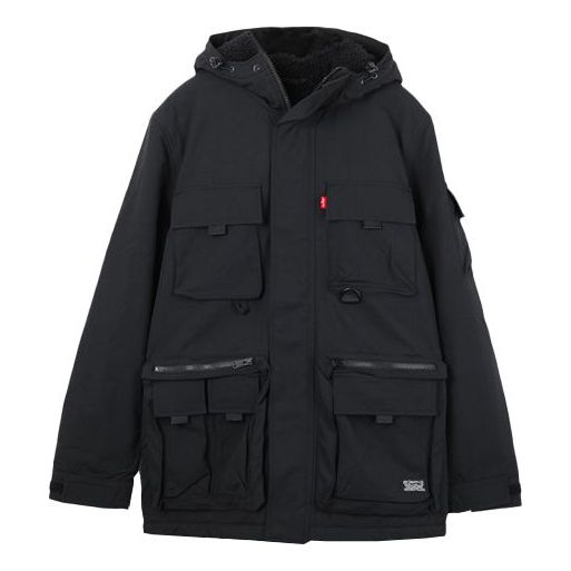 Men's Levis Thicken hooded Multiple Pockets Jacket Black 27525-0000