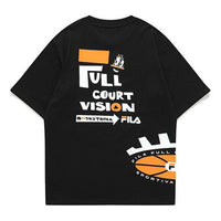 Men's FILA FUSION Funny Printing Loose Sports Round Neck Short Sleeve Black T11M125111F-BK