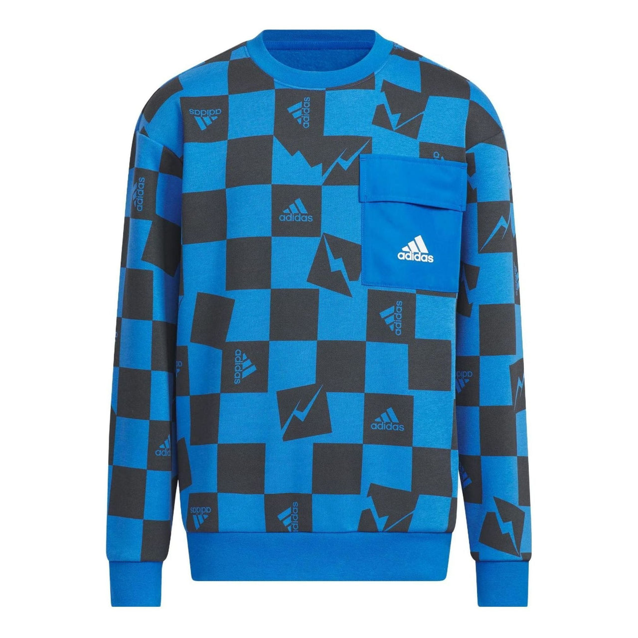 (GS) adidas Knit Warm Crew Sweatshirt 'Blue Black' IN5203