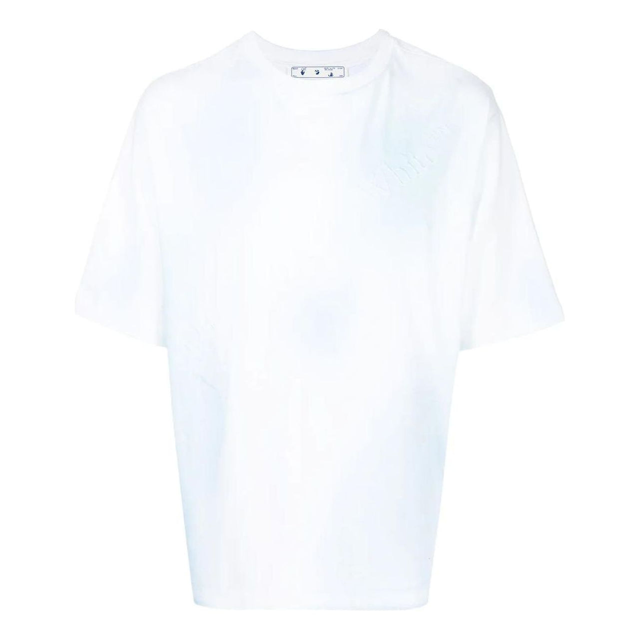 Men's Off-White FW22 Logo Printing Round Neck Short Sleeve Blue White T-Shirt OMAA119G21JER0010145