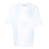 Men's Off-White FW22 Logo Printing Round Neck Short Sleeve Blue White T-Shirt OMAA119G21JER0010145