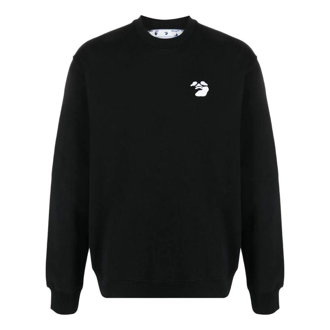 Men's Off-White Logo Printing Round Neck Sports Loose Fit Black OMBA057C99FLE0081001