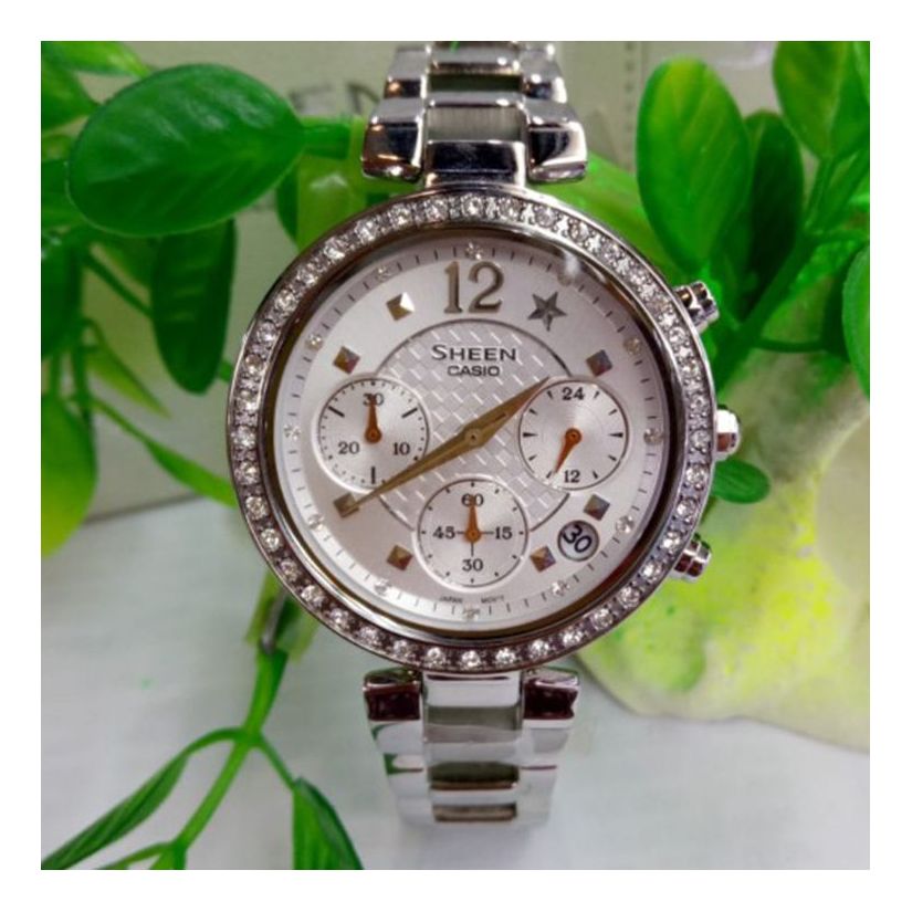 CASIO SHEEN Waterproof Stainless Steel Strap White Analog SHN-5014D-7A