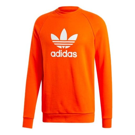 adidas originals Chest Logo Athleisure Casual Sports Round Neck Orange Yellow ED5947