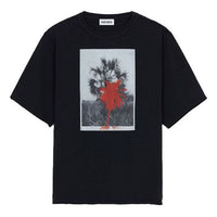 Men's KENZO SS21 Printing Pattern Round Neck Casual Short Sleeve Black T-Shirt FB55TS0774SB-99