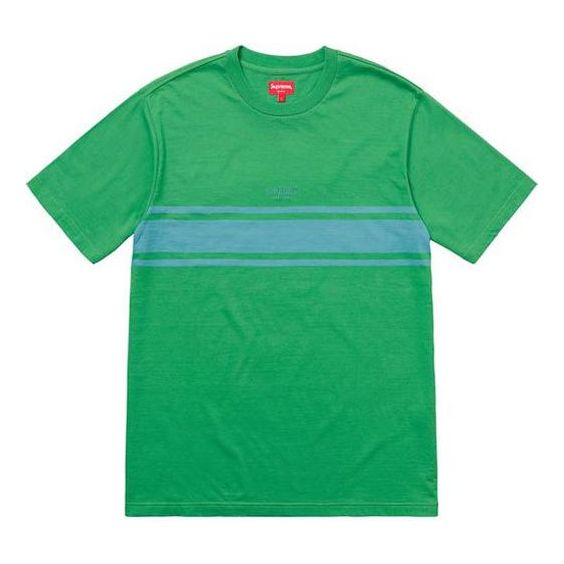 Supreme SS18 Stripe Tee Kelly Green Logo Tee SUP-SS18-152