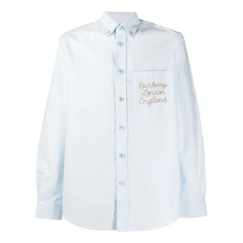Burberry Men's SS21 Long Sleeve Shirt Blue 80367561