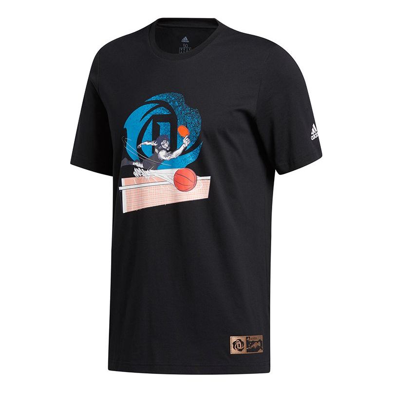 adidas Rose GU PONG Basketball Sports Short Sleeve Black GE4125