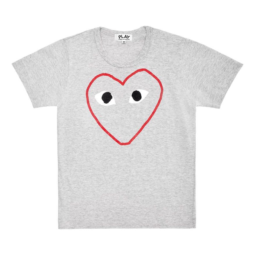 COMME des GARCONS PLAY T-Shirt Red Printing Short Sleeve Gray AZ-T266-051