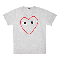COMME des GARCONS PLAY T-Shirt Red Printing Short Sleeve Gray AZ-T266-051