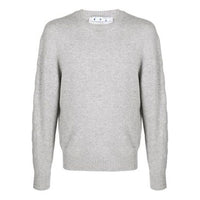 Men's Off-White Arrows Round Neck Pullover Long Sleeves Wool Sweater Loose Fit Gray OMHE061F20KNI0010900