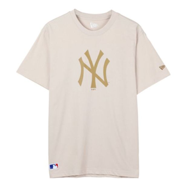 New Era MLB Large LOGO Round Neck Short Sleeve Unisex Beige 12147604
