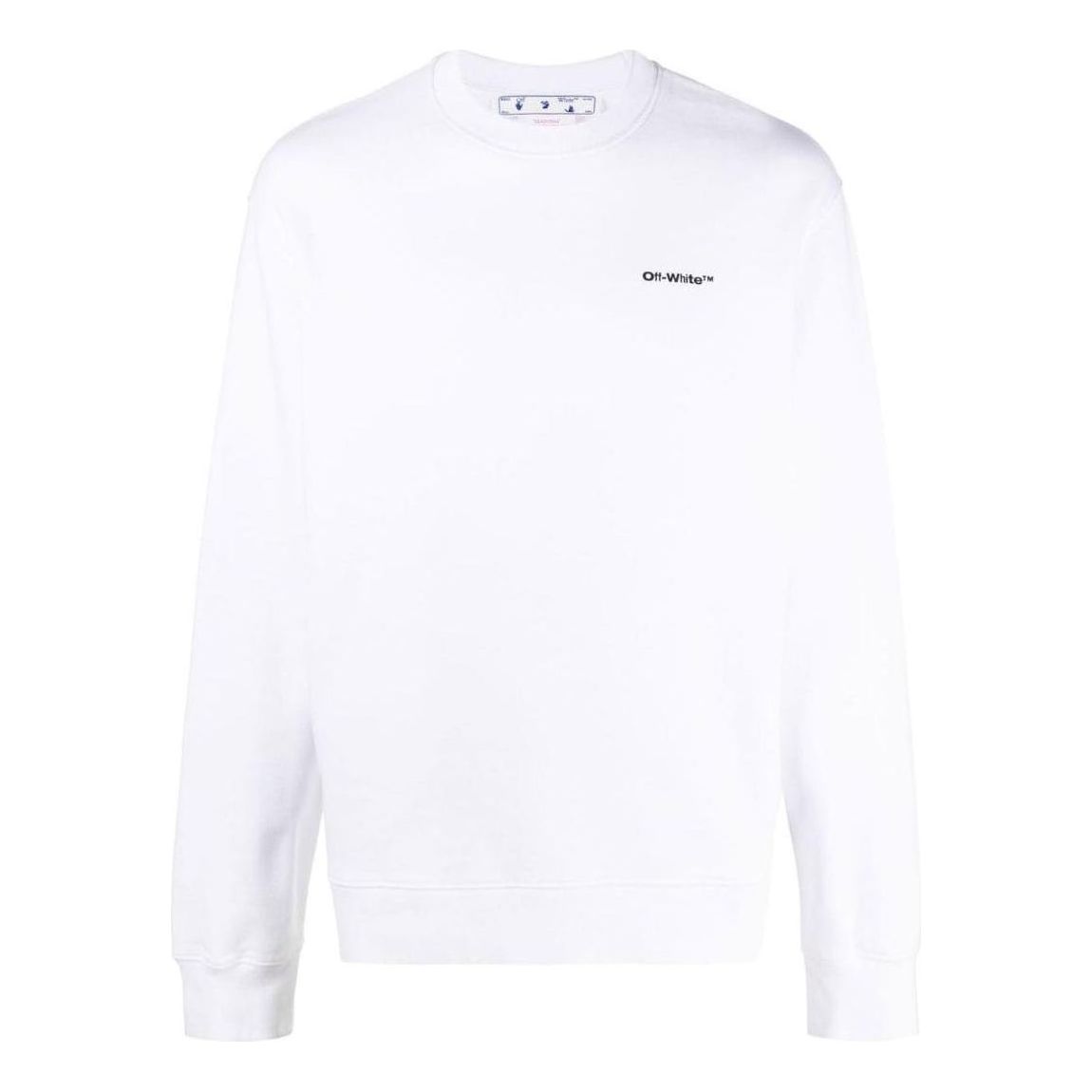 Men's Off-White SS22 Solid Color Logo Printing Round Neck Long Sleeves Version White OMBA057F22FLE01101100110