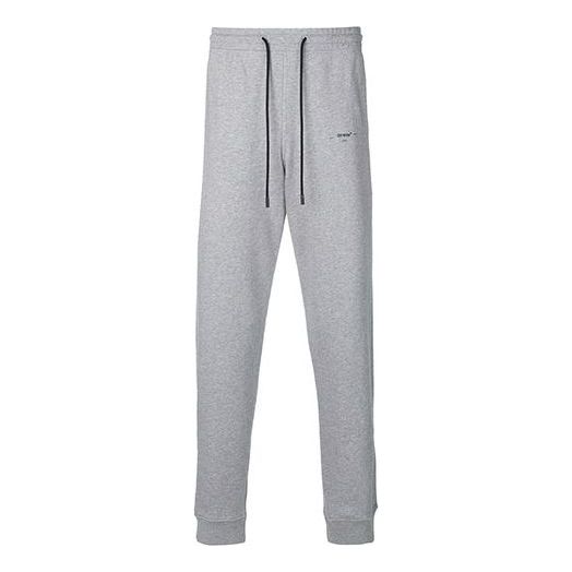 Men's Off-White SS21 Drawstring Logo Yellow Arrow Sports Pants/Trousers/Joggers Slim Fit Gray OMCH008E181920250760