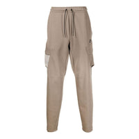 Men's Nike Solid Color Logo Embroidered Drawstring Lacing Cargo Sweatpants Brown DV0540-040