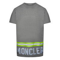 Men's Moncler Stripe Alphabet Logo Printing Short Sleeve Gray 0918C739208390T984