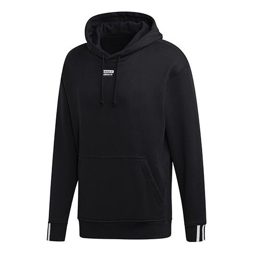 adidas originals Stripe Sleeve hooded Sports Black EJ7424