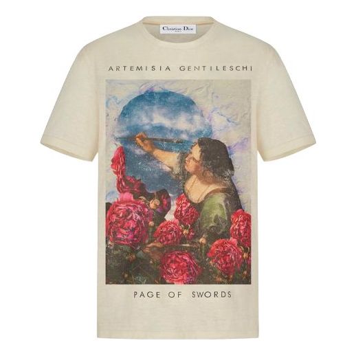 DIOR Sarah Shipman Painting Printing Short Sleeve Beige 953T03SF440-0200
