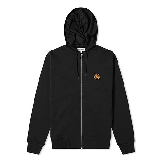 Men's KENZO Tiger Head Embroidered Zipper Cardigan Black FA65BL7214MD-99