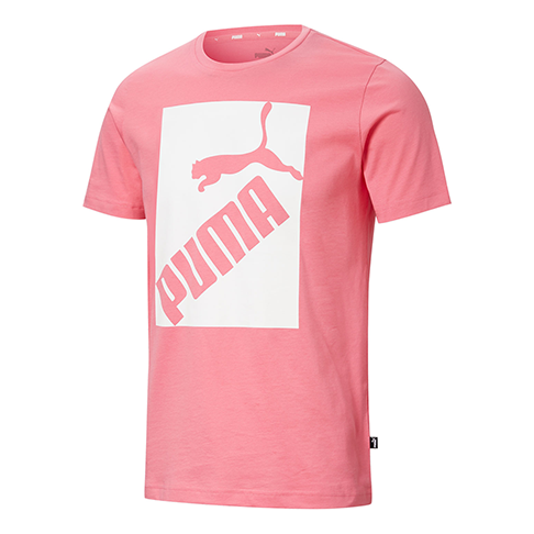 PUMA Big Logo Printing Round Neck Short Sleeve Pink 583837-14
