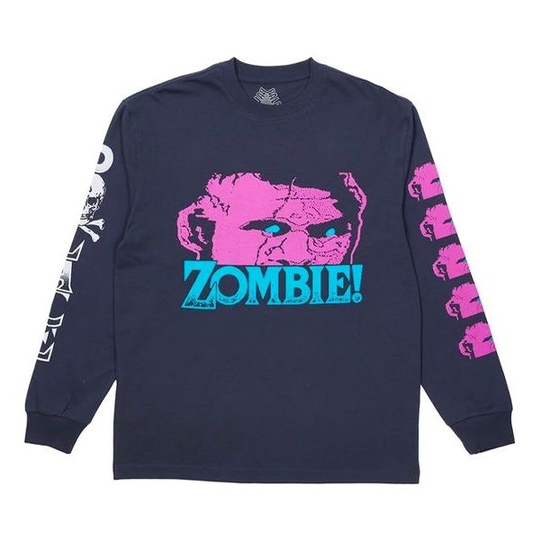 PALACE Zombie Longsleeve Navy Alphabet Cartoon Pattern Round Neck Pullover Unisex Navy Blue P20LS005