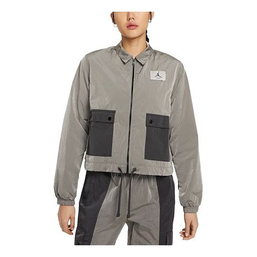 (WMNS) Air Jordan Essentials Light Water Repellent Woven Sports Jacket Gray DD6993-286
