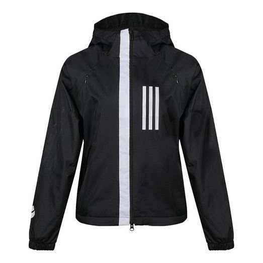 (WMNS) adidas hooded track Jacket Black DZ0034