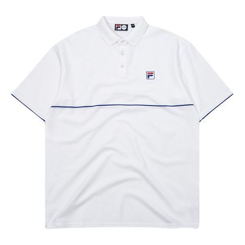 FILA Fusion Large Logo Printing Sports Short Sleeve Polo Shirt White T11M032107F-WT