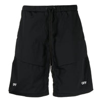 Men's Off-White SS22 Solid Color Drawstring Straight Shorts Black OMVH019C99FAB00110011001