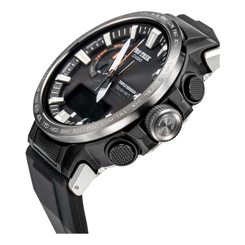 CASIO Waterproof Sports Shockproof Solar Powered Mens Black Analog/Digital Combo PRW-60YBM-1APRD