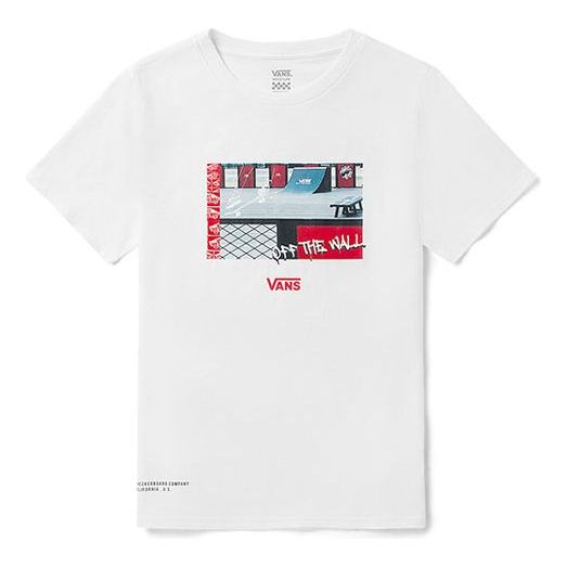 (WMNS) Vans Retro Printing Sports Round Neck Short Sleeve White VN0A5F1XWHT
