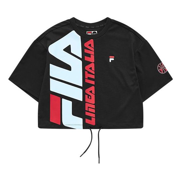 FILA FUSION Logo Printing Sports Round Neck Short Sleeve Black T11W125106F-BK