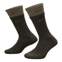 Nike Everyday Plus Cushioned Double Layer Splicing Training Sports Socks Unisex 2 Pairs Khaki Green DD2795-325